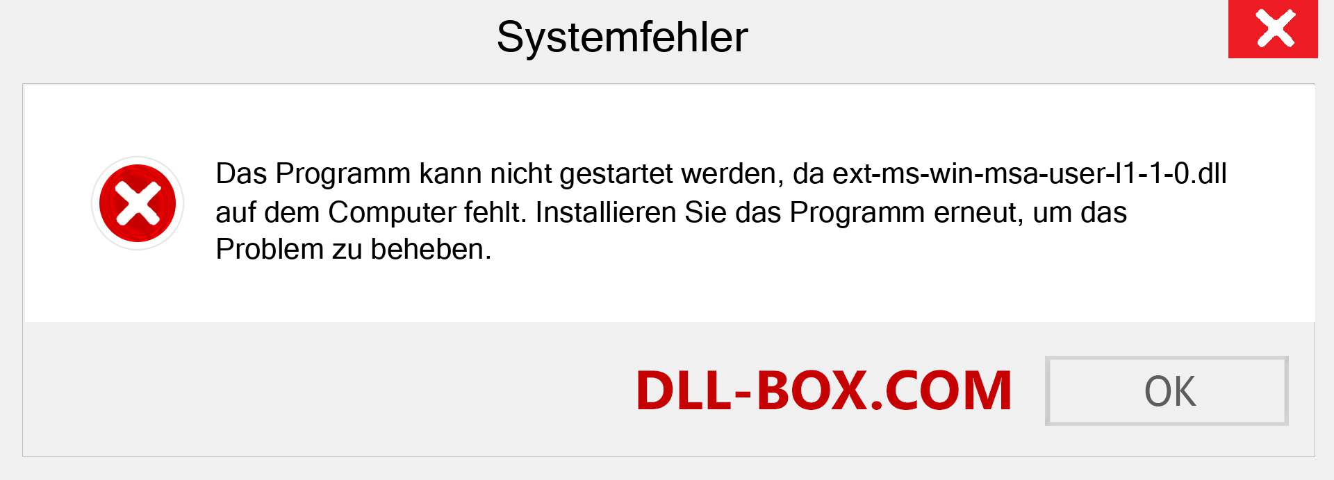 ext-ms-win-msa-user-l1-1-0.dll-Datei fehlt?. Download für Windows 7, 8, 10 - Fix ext-ms-win-msa-user-l1-1-0 dll Missing Error unter Windows, Fotos, Bildern