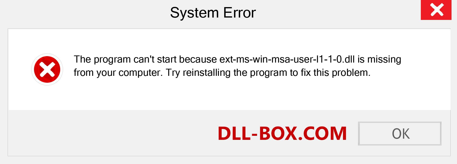  ext-ms-win-msa-user-l1-1-0.dll file is missing?. Download for Windows 7, 8, 10 - Fix  ext-ms-win-msa-user-l1-1-0 dll Missing Error on Windows, photos, images