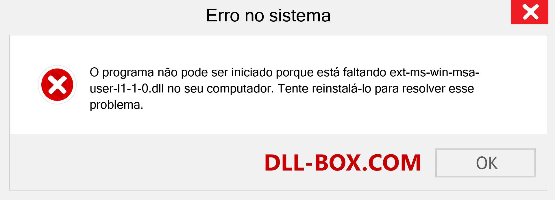 Arquivo ext-ms-win-msa-user-l1-1-0.dll ausente ?. Download para Windows 7, 8, 10 - Correção de erro ausente ext-ms-win-msa-user-l1-1-0 dll no Windows, fotos, imagens